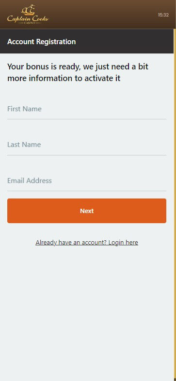 Captain Cooks Casino Registration Process Image 1