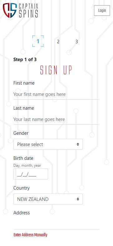 Captain Spins Casino Registration Process Image 1