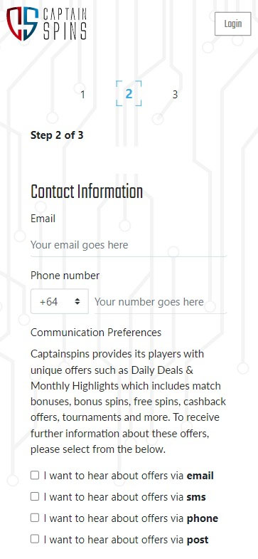 Captain Spins Casino Registration Process Image 2