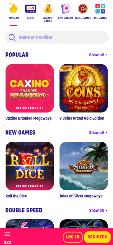 caxino-casino-mobile-preview-homepage