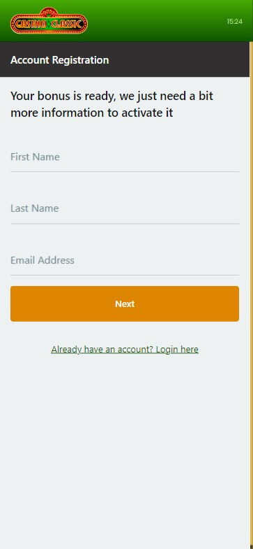 Casino Classic Registration Process Image 1