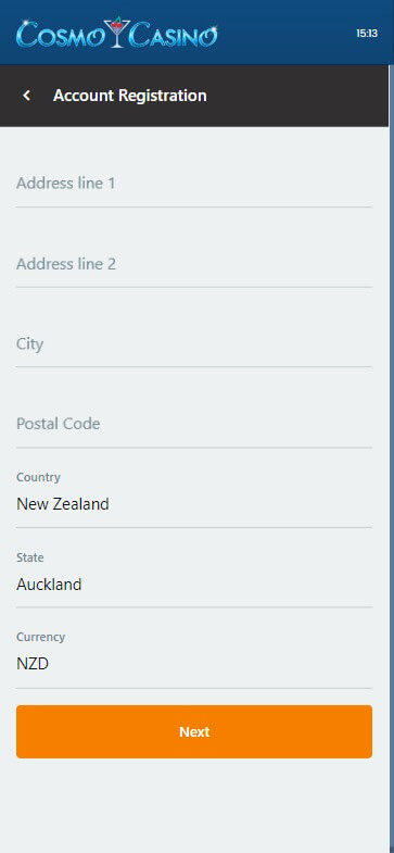 Cosmo Casino Registration Process Image 1