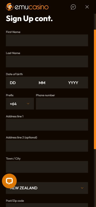 Emu Casino Registration Process Image 2