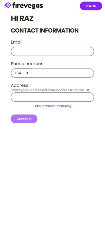 FireVegas Casino Registration Process Image 2