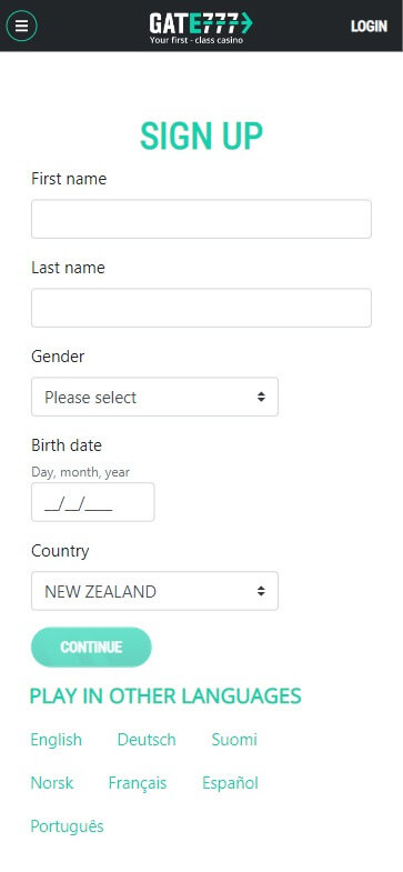 Gate777 Casino Registration Process Image 1