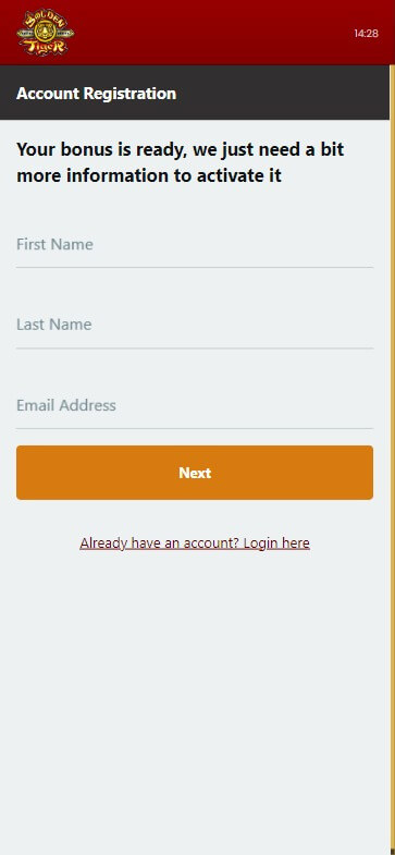 Golden Tiger Casino Registration Process Image 1