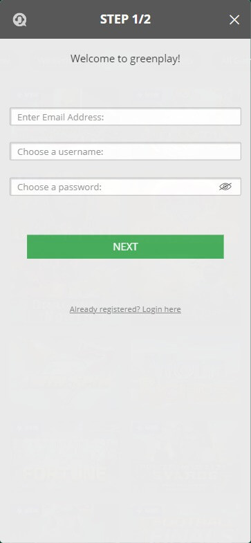 GreenPlay Casino Registration Process Image 1