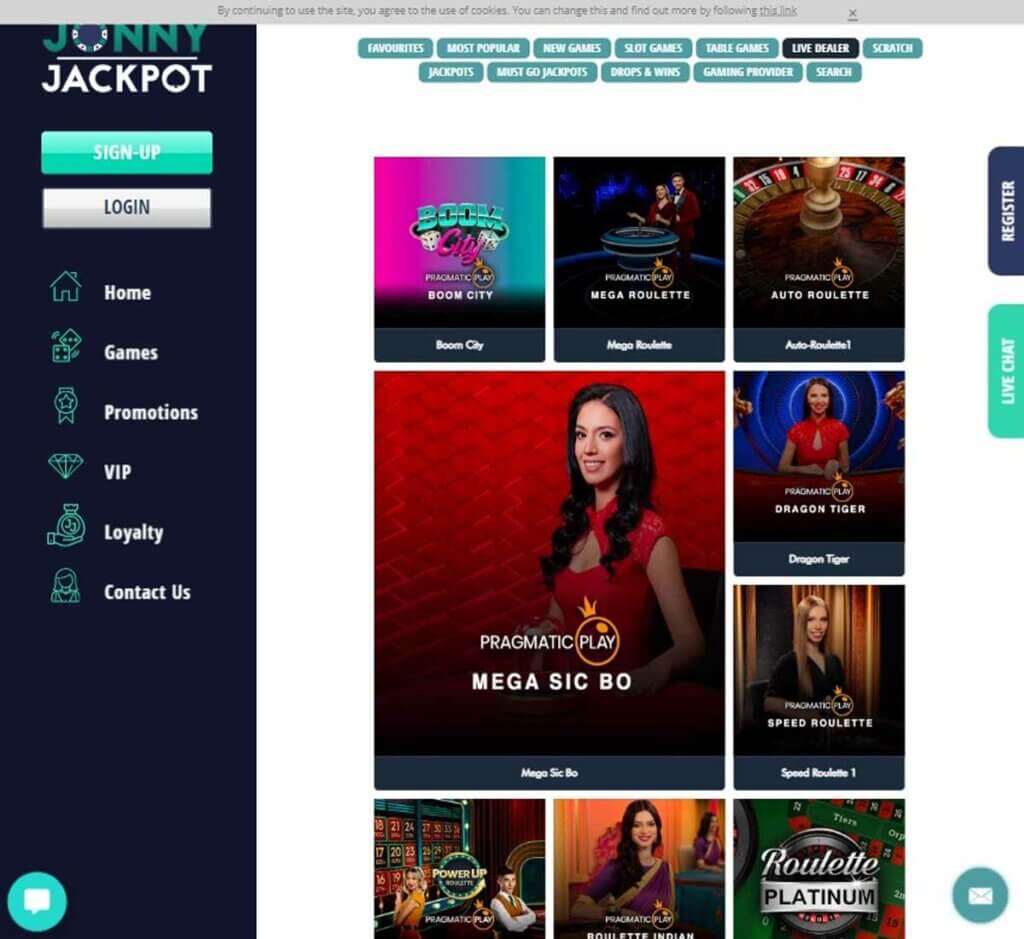 johnnyjackpot-casino- dektop-preview- live-casino