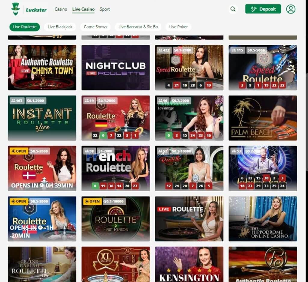 luckster-casino- dektop-preview- live-casino