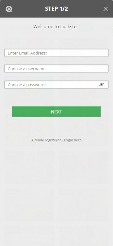 Luckster Casino Registration Process Image 2