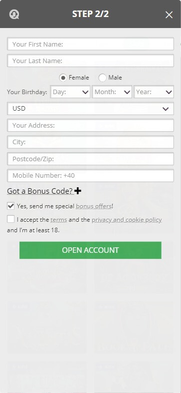 Luckster Casino Registration Process Image 1