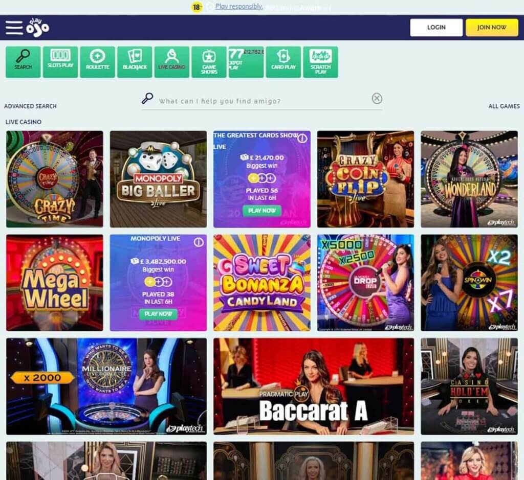 playojo-casino- dektop-preview-live-casino