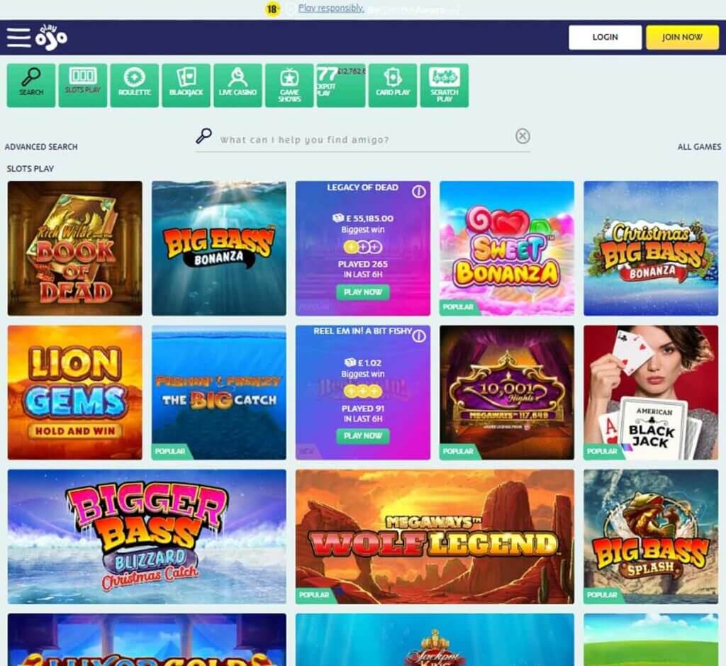 playojo-casino- dektop-preview- slots