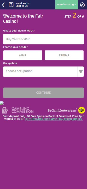 PlayOJO Casino Registration Process Image 2