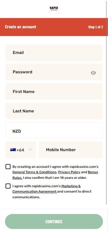 Rapid Casino Registration Process Image 2