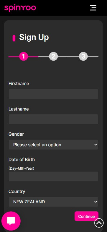 SpinYoo Casino Registration Process Image 1