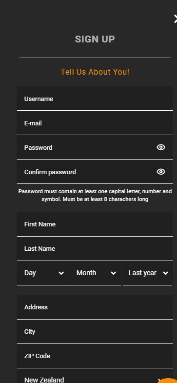 Vegadream Casino Registration Process Image 2