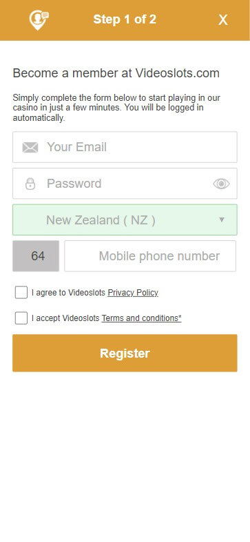 Videoslots Casino Registration Process Image 2