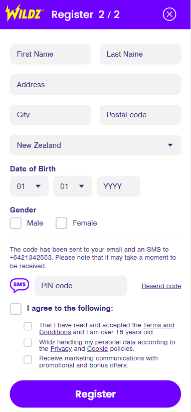 Wildz Casino Registration Process Image 2 Wildz Casino Registration Process Image 2