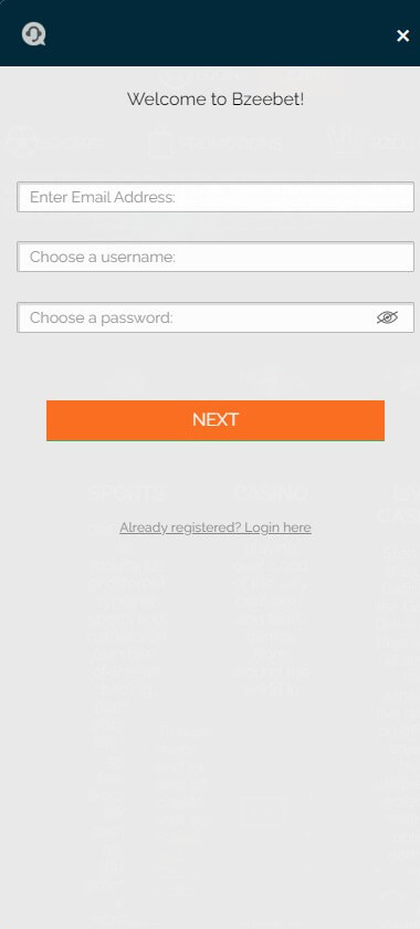Bzeebet Casino Registration Process Image 1