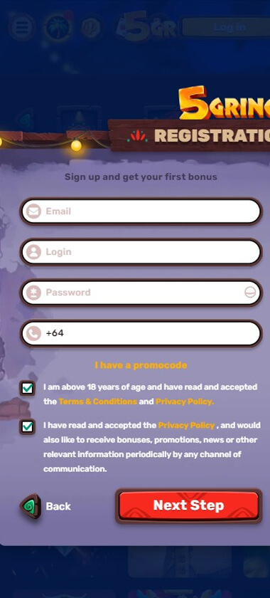 5Gringos Casino Registration Process Image 1