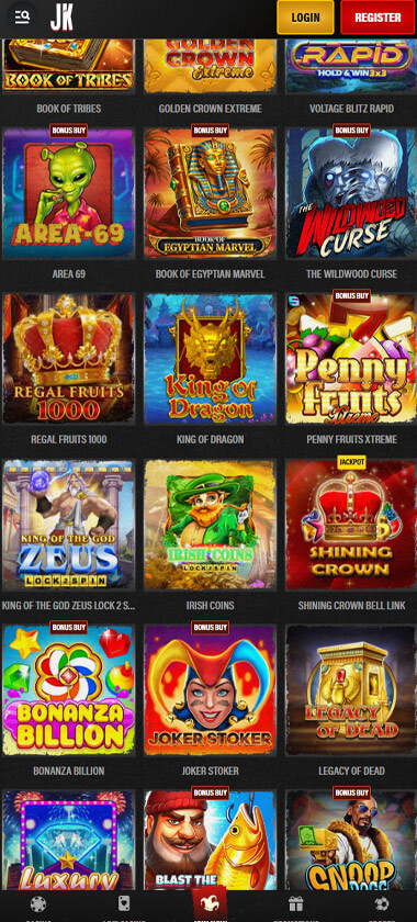 Jokery Casino mobile top games screenshot showing featured casino games, popular slots and navigation on smartphone interface - tested Jokery Casino mobile top games screenshot showing featured casino games, popular slots and navigation on smartphone interface - tested