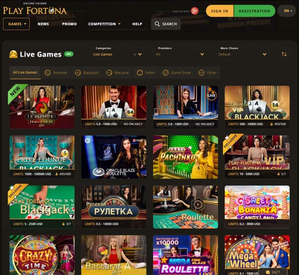 PlayFortuna Casino live dealer games review