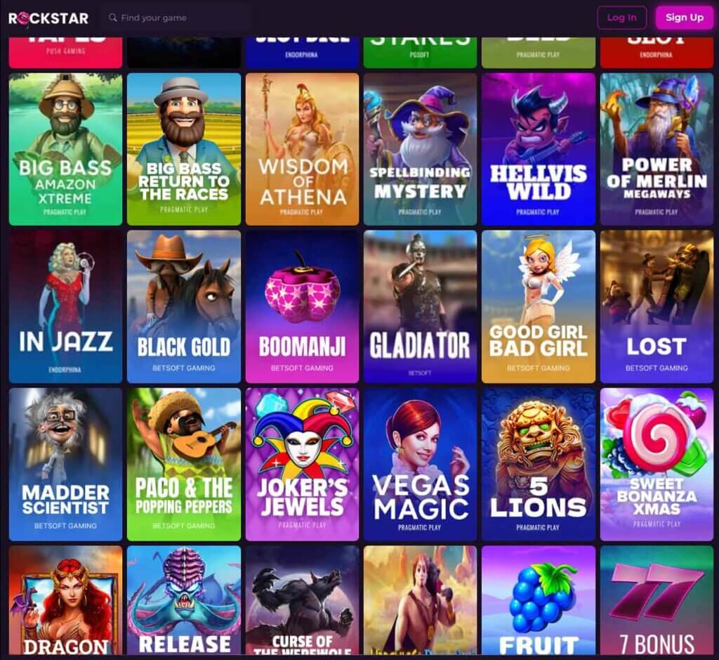 Rockstar Casino desktop slots lobby screenshot presenting variety of slot games with categories and providers - verified Rockstar Casino desktop slots lobby screenshot presenting variety of slot games with categories and providers - verified