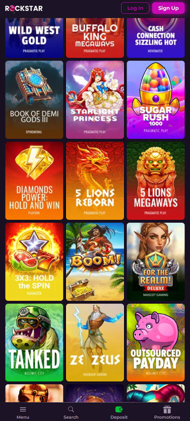 Rockstar Casino mobile preview 1