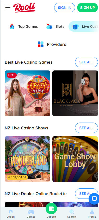 Rooli Casino live dealer games mobile review