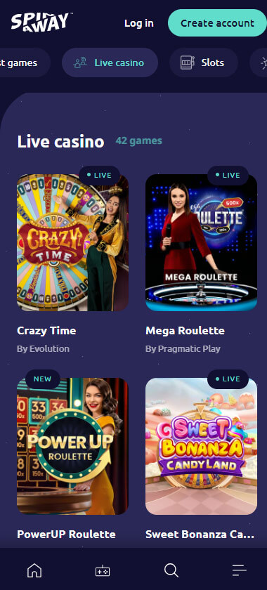 SpinAway Casino live dealer games mobile review