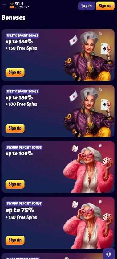 SpinGranny Casino mobile preview 2