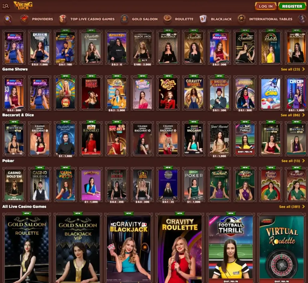 VkingLuck Casino desktop live casino screenshot displaying real-dealer tables including roulette, blackjack and baccarat with lobby navigation - tested VkingLuck Casino desktop live casino screenshot displaying real-dealer tables including roulette, blackjack and baccarat with lobby navigation - tested