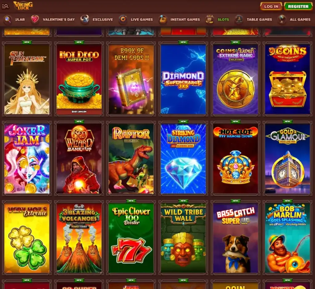 VkingLuck Casino desktop slots screenshot showing slots variety with featured games, categories and filtering options - tested VkingLuck Casino desktop slots screenshot showing slots variety with featured games, categories and filtering options - tested