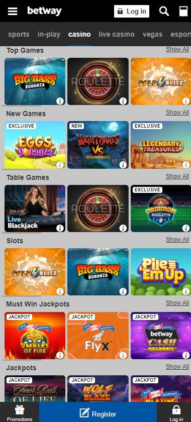 Betway Casino mobile preview 1