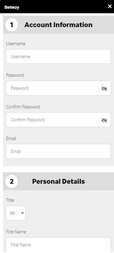 Betway Casino Registration Process Image 1
