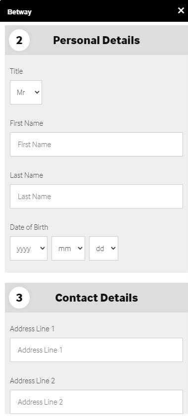 Betway Casino Registration Process Image 2