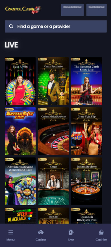 conquer-casino-live-dealer-games-collection-mobile-review