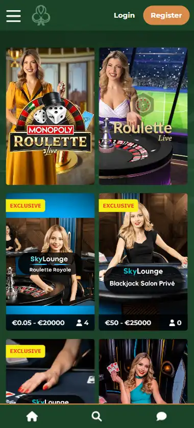 Dublin Bet Casino mobile live casino interface screenshot showing live dealer tables including blackjack and roulette - tested