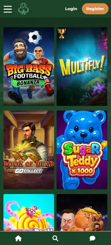 Dublin Bet Casino mobile slots interface screenshot showing slot game selection with popular titles and filtering options - captured during platform testing