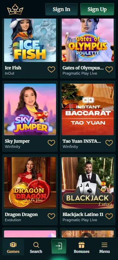 FairCrown Casino mobile preview 2