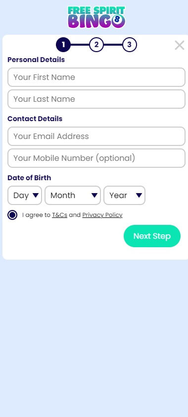 Free Spirit Bingo Registration Process Image 1