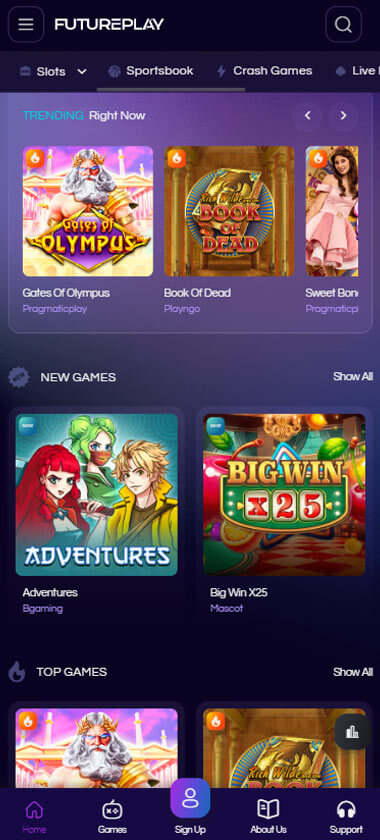 futureplay-casino-homepage-mobile-review