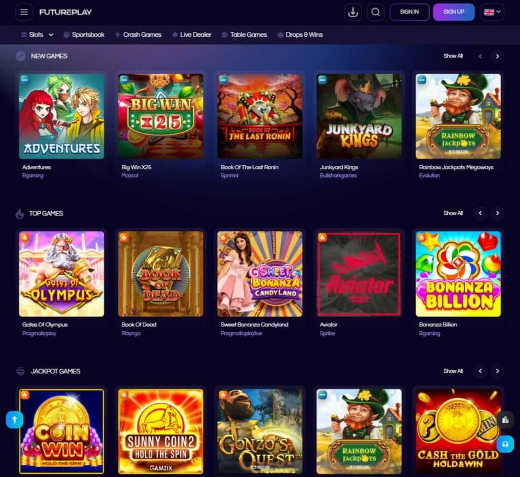 futureplay-casino-homepage-review