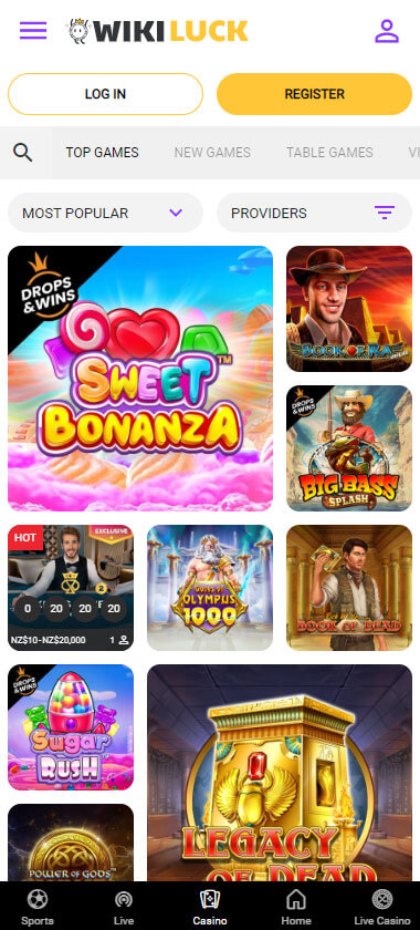 WikiLuck Casino game types mobile review