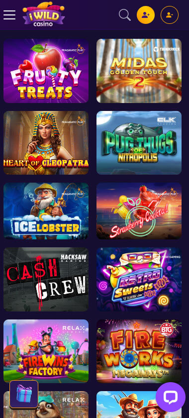 iWild Casino game types mobile review
