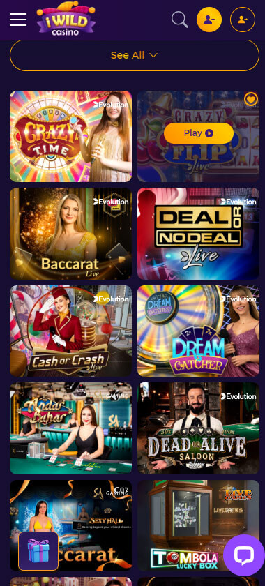 iWild Casino live dealer games mobile review