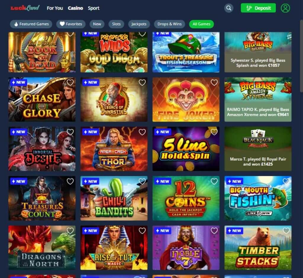 luckland-casino-collection-of-games-review