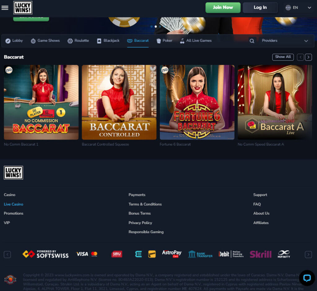 lucky-wins-casino-live-baccarat-review