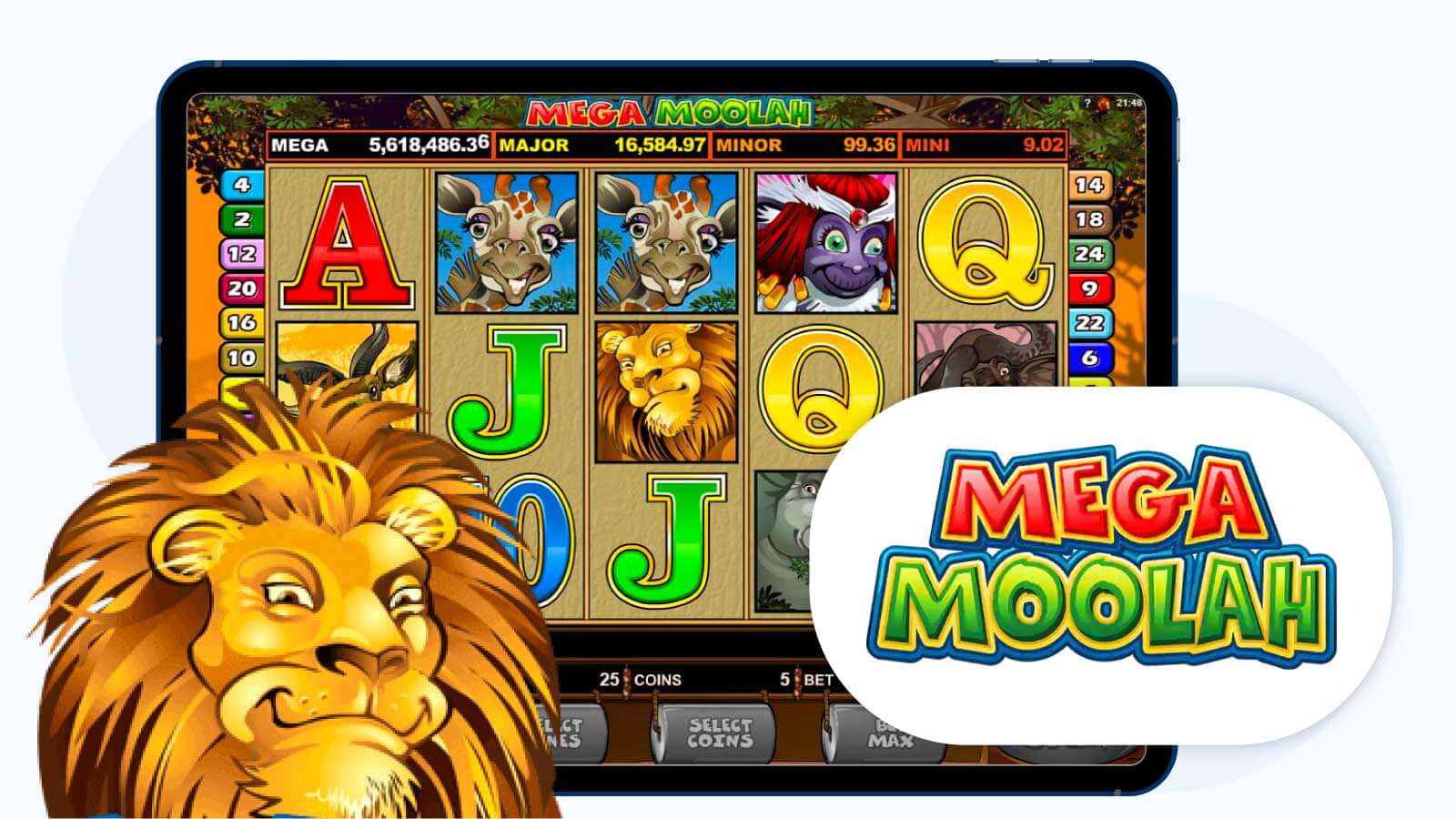 Play Mega Moolah with 100 free spins for low deposit